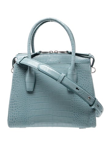 Embossed Leather Top Handle Bag