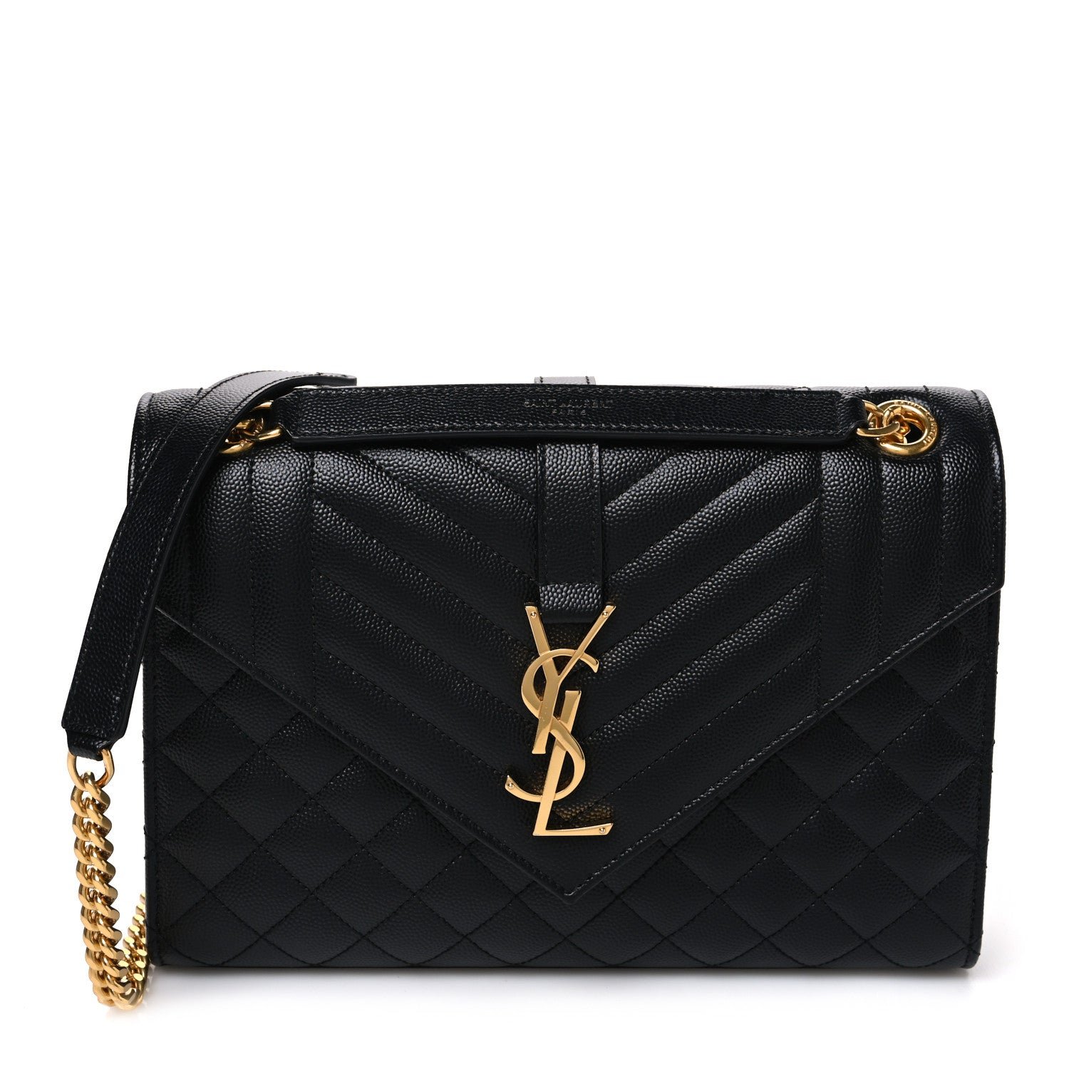 Saint Laurent Grain De Poudre Textured Mixed Matelasse Triquilt Medium Monogram Satchel Black