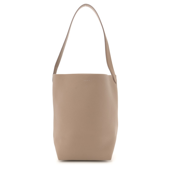 The Row Grained Calfskin Medium N/S Park Tote Dark Taupe
