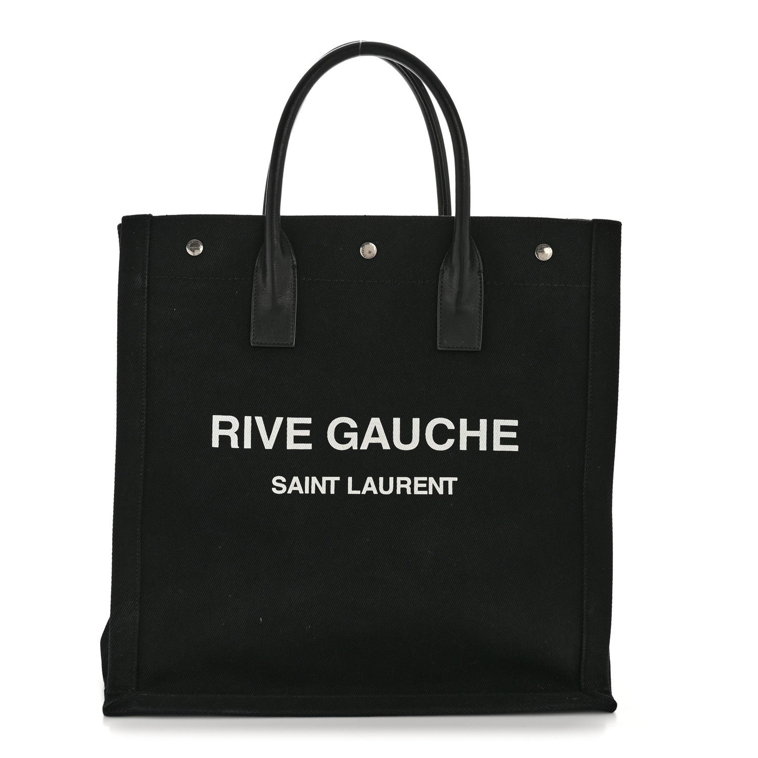 Saint Laurent Linen Calfskin Rive Gauche North South Tote Black