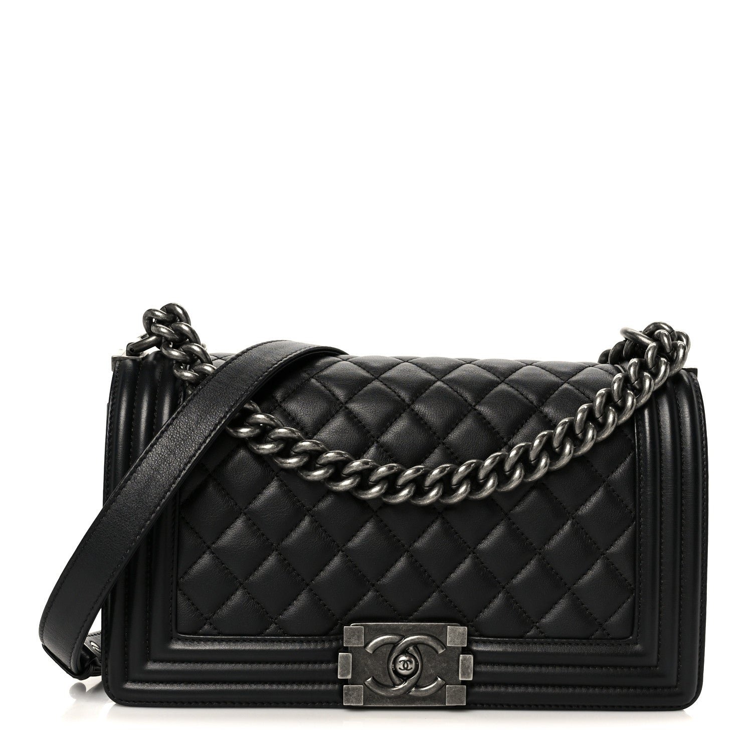 Chanel Lambskin Quilted Medium Boy Flap Black