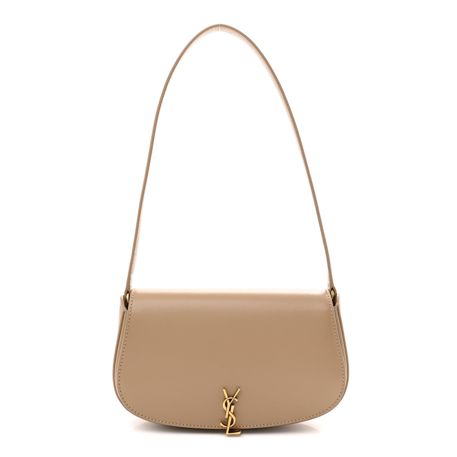 Saint Laurent Box Calfskin Mini Voltaire Shoulder Bag Dark Cork