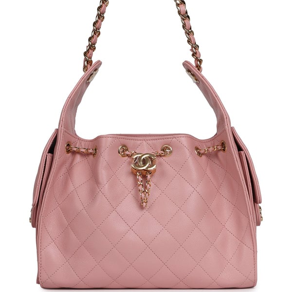 Chanel Small 25 Hobo Bag Pink Caviar Gold Hardware