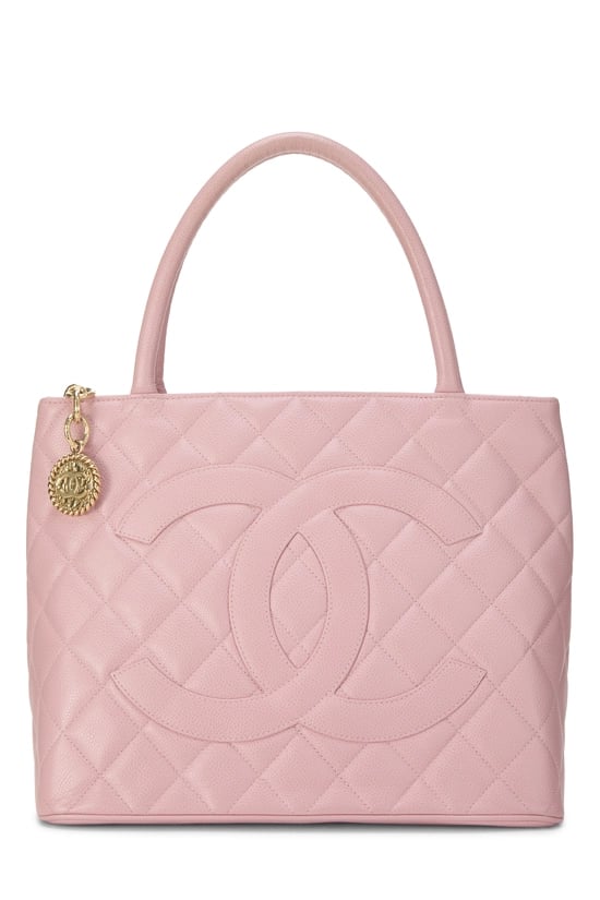 Pink Quilted Caviar Medallion Tote