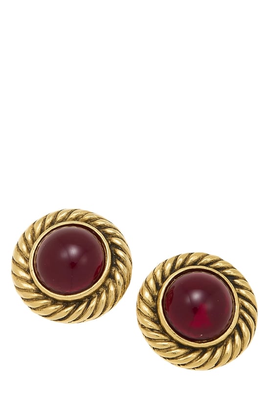 Chanel Gold Gripoix Button Earrings