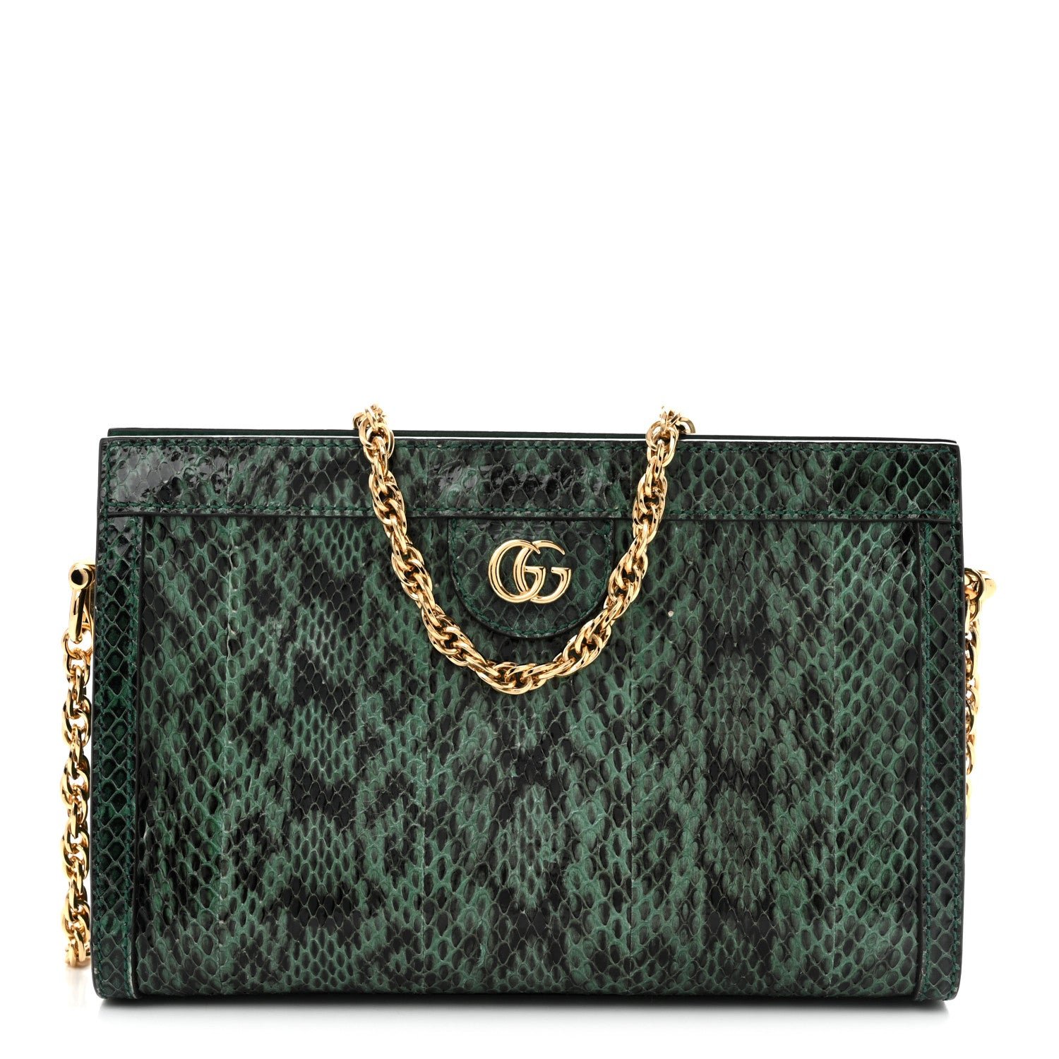 Gucci Snakeskin GG Small Ophidia Chain Shoulder Bag Green