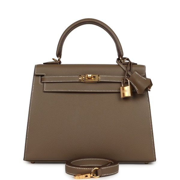 Hermes Hermes Kelly Sellier 25 Etoupe Epsom Gold Hardware