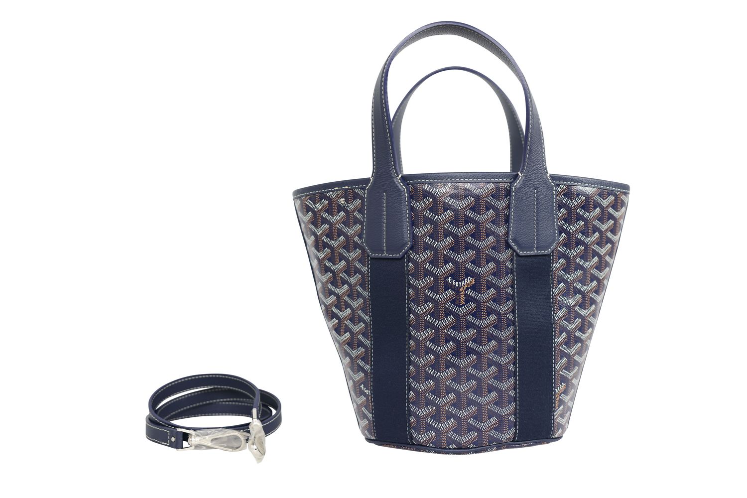Goyard Goyard Belharra PM Bag, Navy Blue Goyardine Canvas and Leather with Palladium Hardware, New in Dustbag WA001