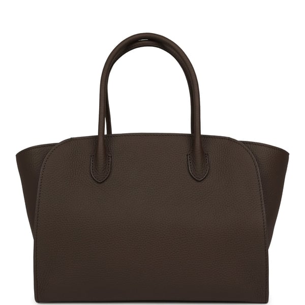 The Row Marlo 12 Tote Bag Deep Brown Calfskin Silver Hardware