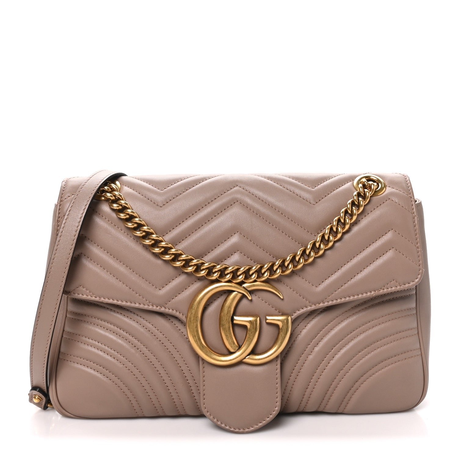 Gucci Calfskin Matelasse Medium GG Marmont Shoulder Bag Porcelain Rose