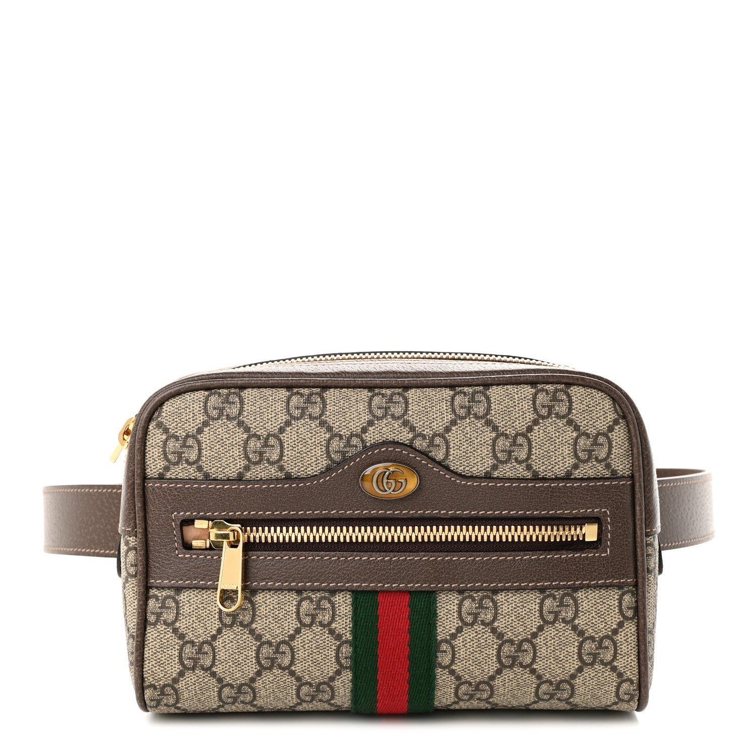 GG Supreme Monogram Web Small Ophidia Belt Bag 95 38 Dark Brown