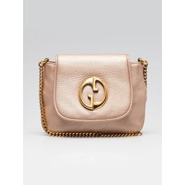Gucci Gucci Gold Pebbled Leather'1973' Small Chain Shoulder Bag