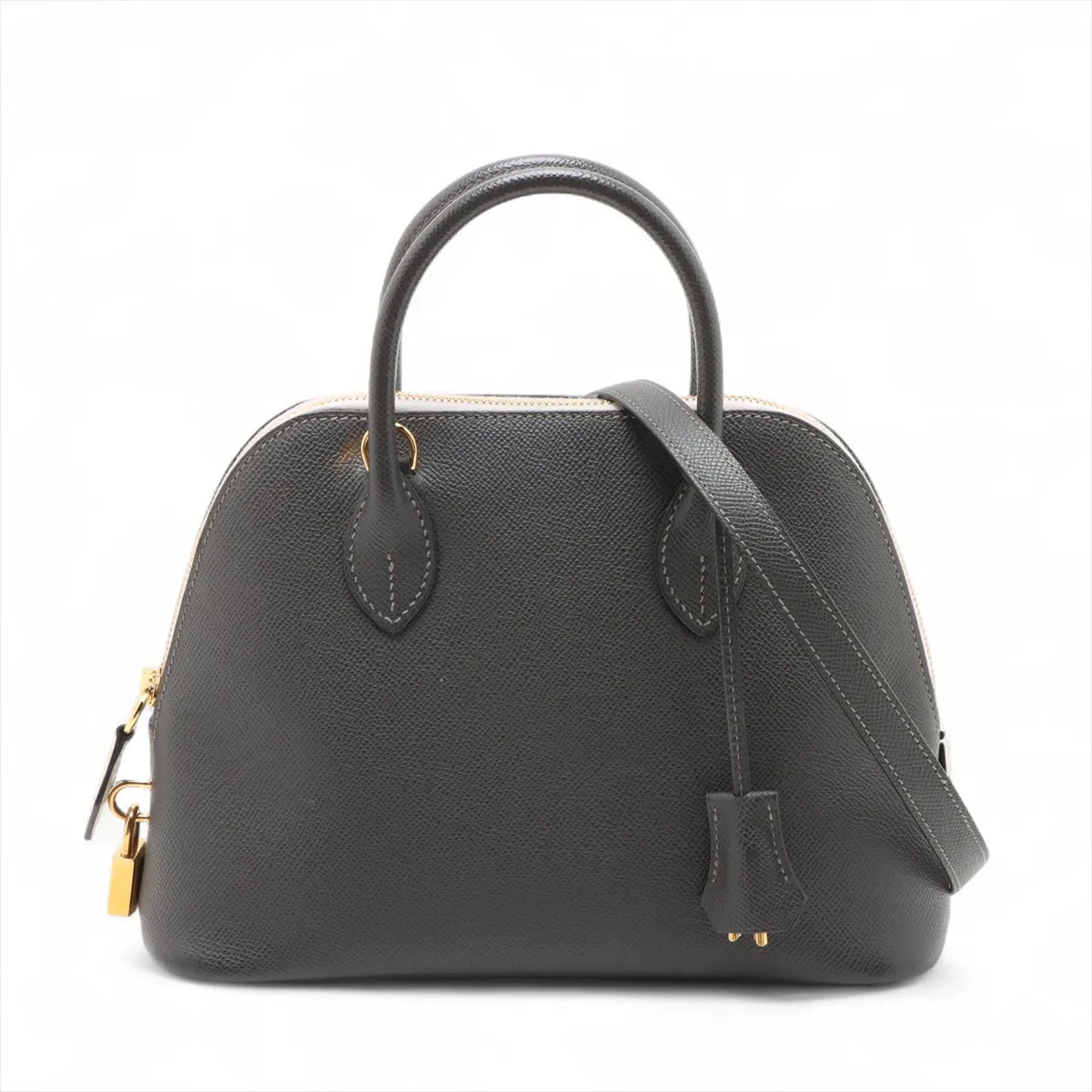 Hermès Bolide 1923 25 Veau Epsom graphite x gripere Gold Metal Fittings