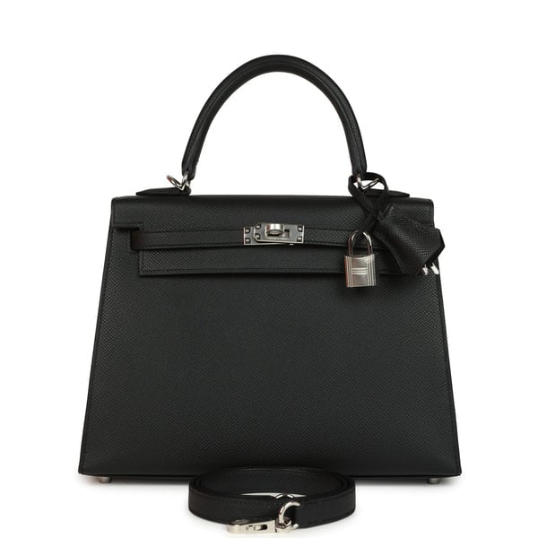 Hermes Hermes Kelly Sellier 25 Black Epsom Palladium Hardware