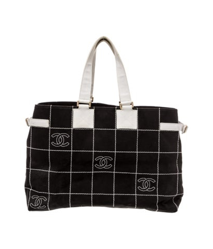 Chanel Large Square Quilt Canvas Tote
