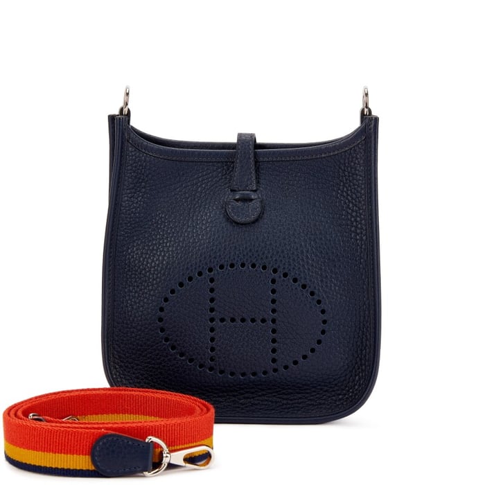 Hermes Bleu Nuit Clemence Mini Evelyne II TPM 16 Palladium Hardware, 2016