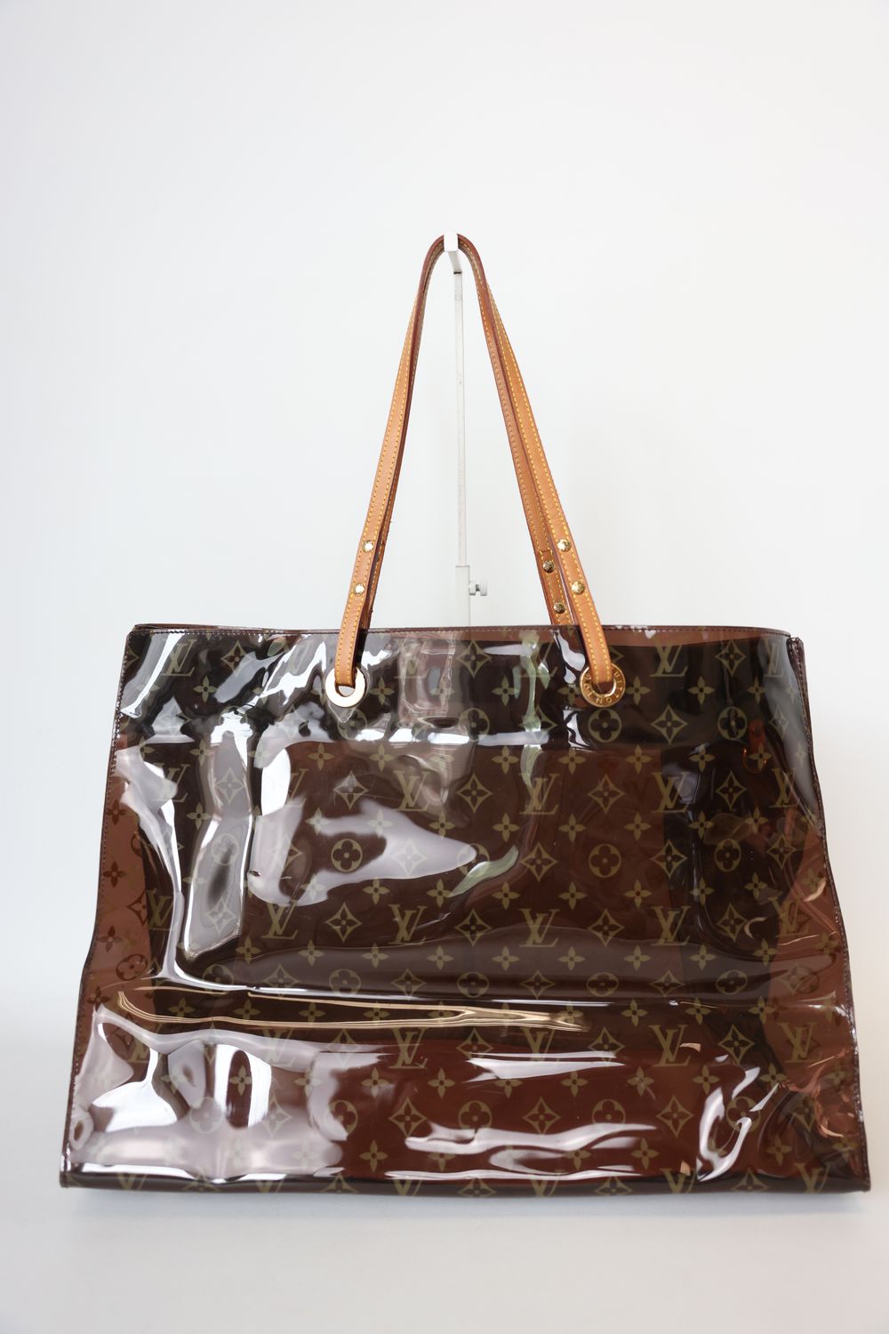 Louis Vuitton Cabas Cruise GM Tote Bag, Brown Monogram Vinyl and Natural Leather with Gold Hardware, Preowned in Dustbag WA001