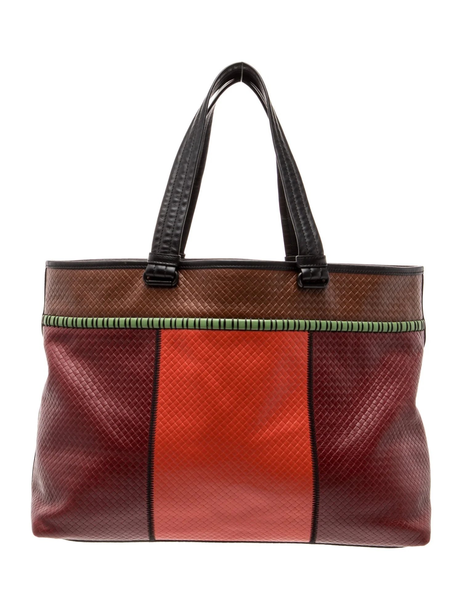 Leather Intrecciato Colorblock Tote Bag