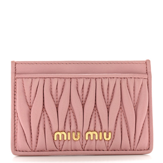 Miu Miu Nappa Matelasse Card Holder Rosa