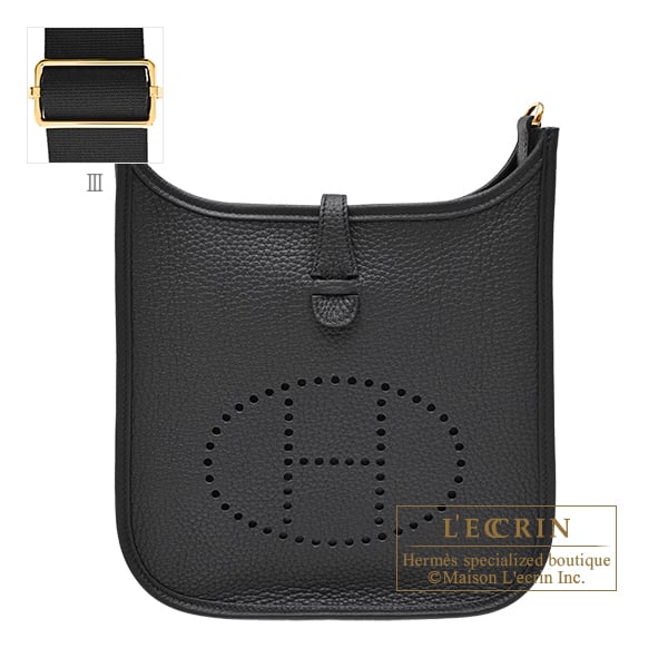 Hermes Evelyne 3 bag 23 Black Clemence leather Gold hardware