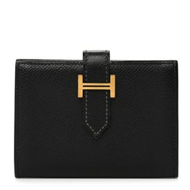 Hermes Epsom Bearn Card Holder Wallet Black