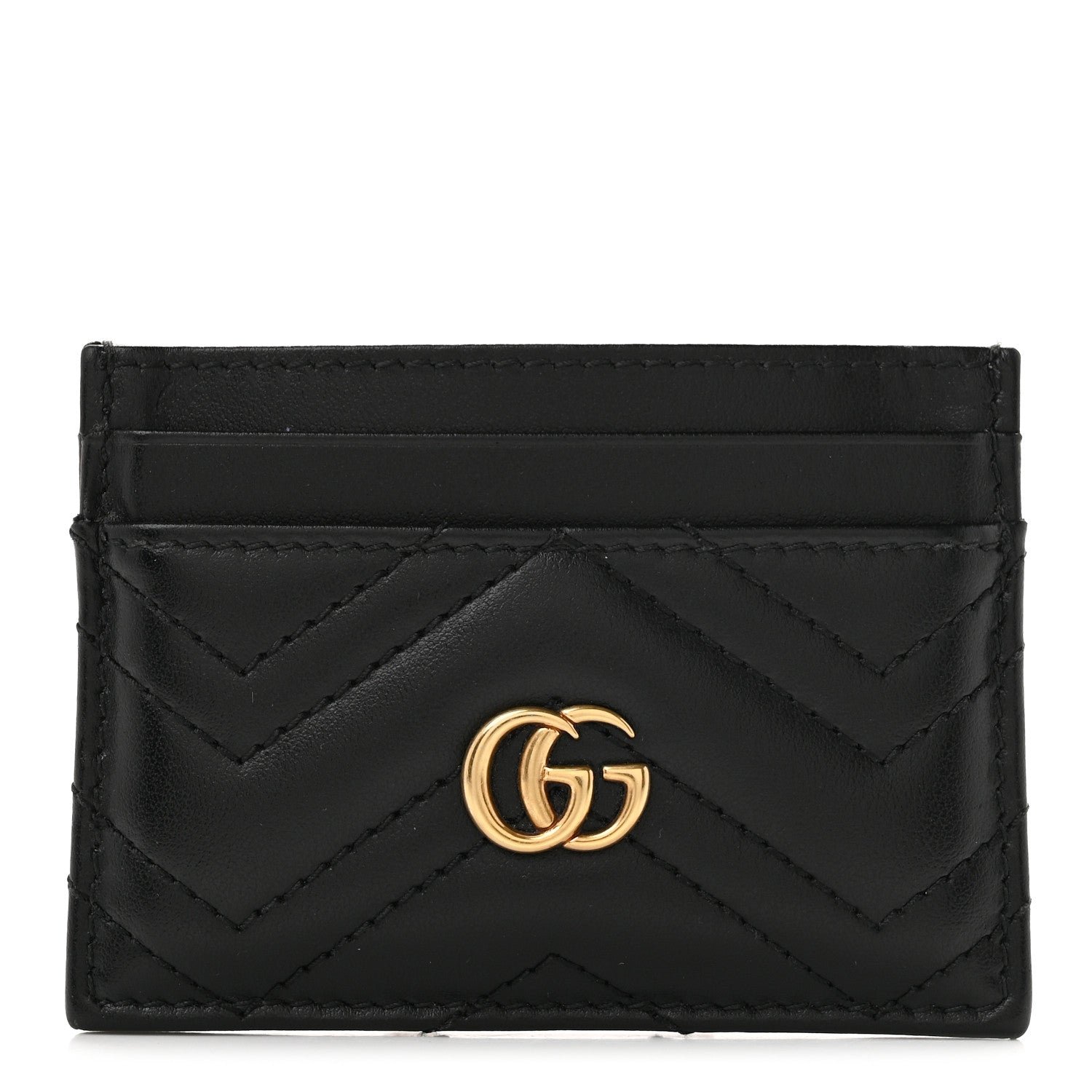 Gucci Calfskin Matelasse GG Marmont Card Holder Black