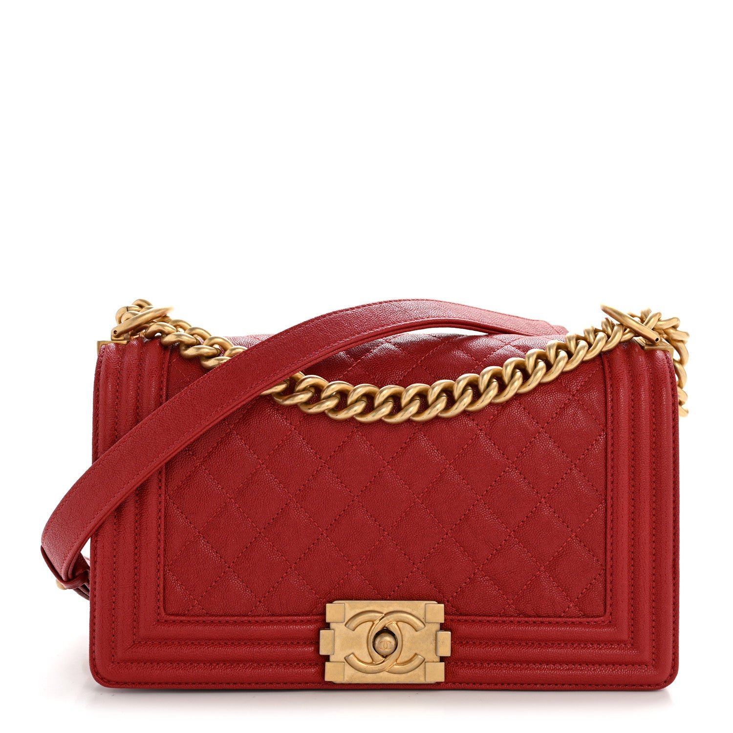 Chanel Lambskin Quilted Medium Boy Flap Red