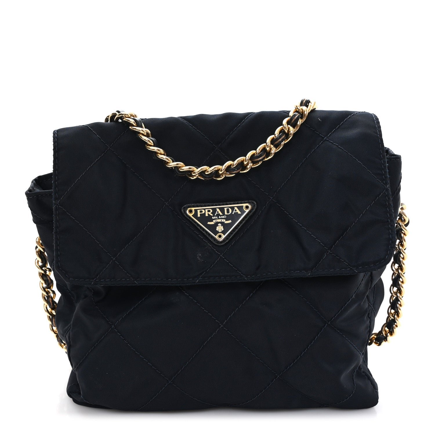 Prada Nylon Tessuto Impuntu Quilted Flap Shoulder Bag Blue