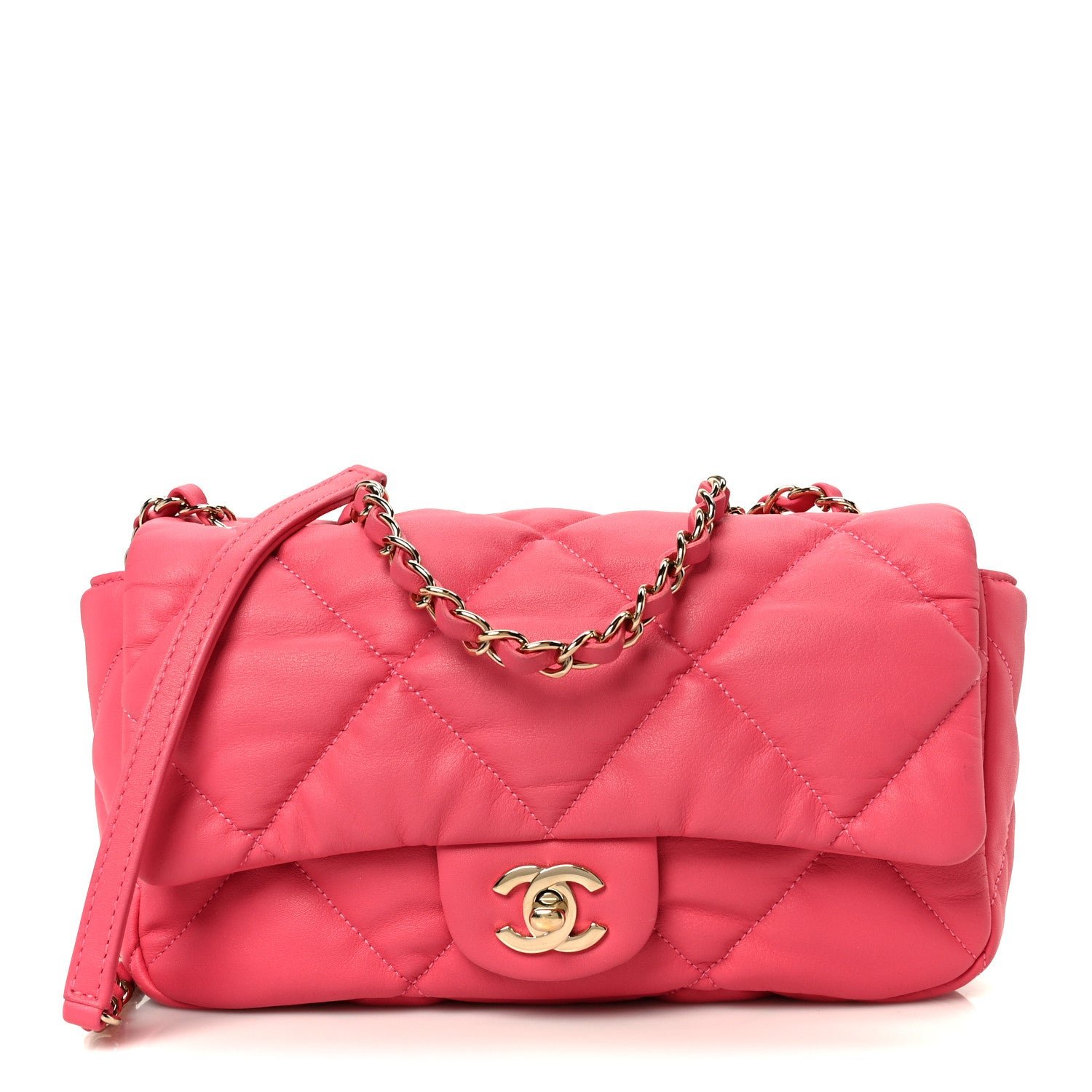 Chanel Calfskin Quilted Medium Bubbly Flap Pink
