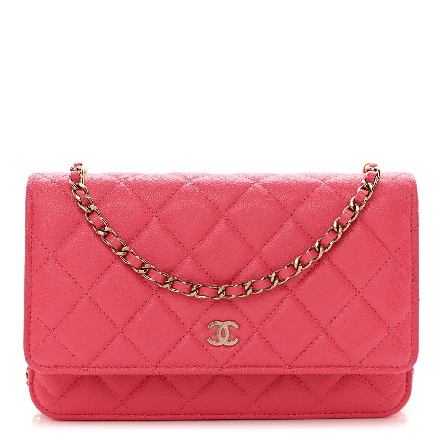 Chanel Caviar Quilted Wallet on Chain WOC Pink