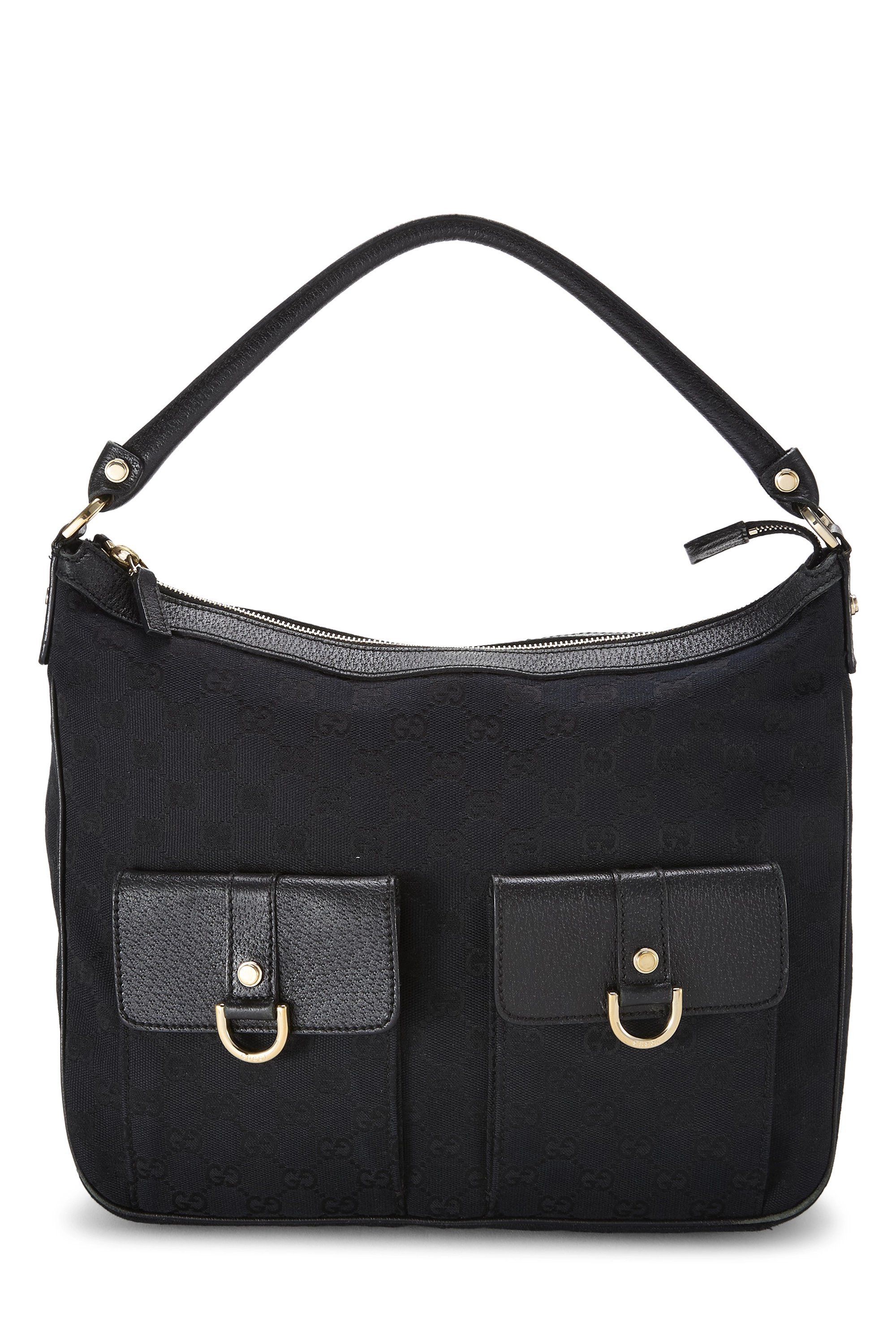 Black GG Canvas Abbey Pocket Hobo