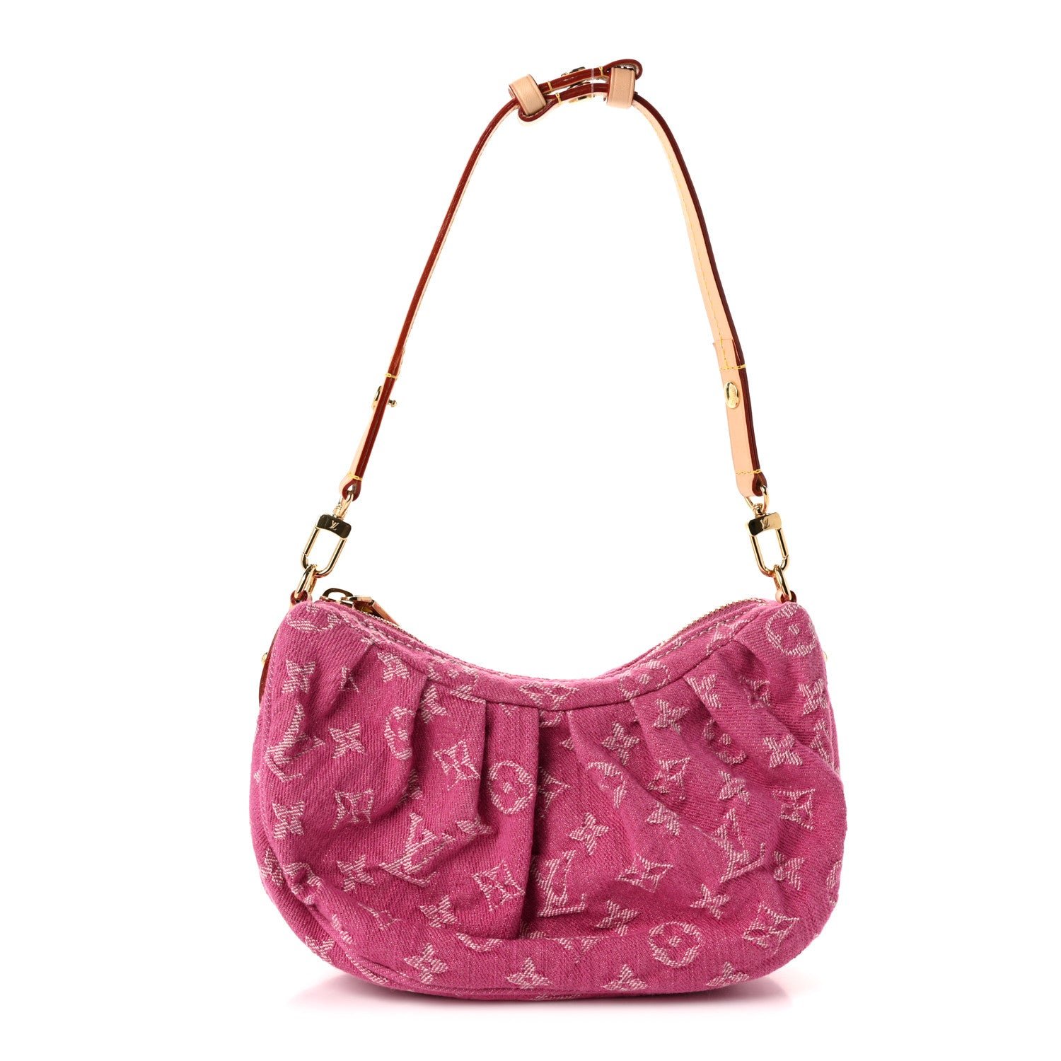 Louis Vuitton Monogram Denim Pochette Valley Fuchsia