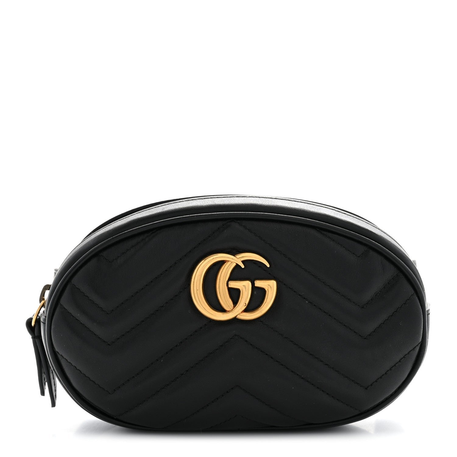 Gucci Calfskin Matelasse GG Marmont Belt Bag 85 34 Black