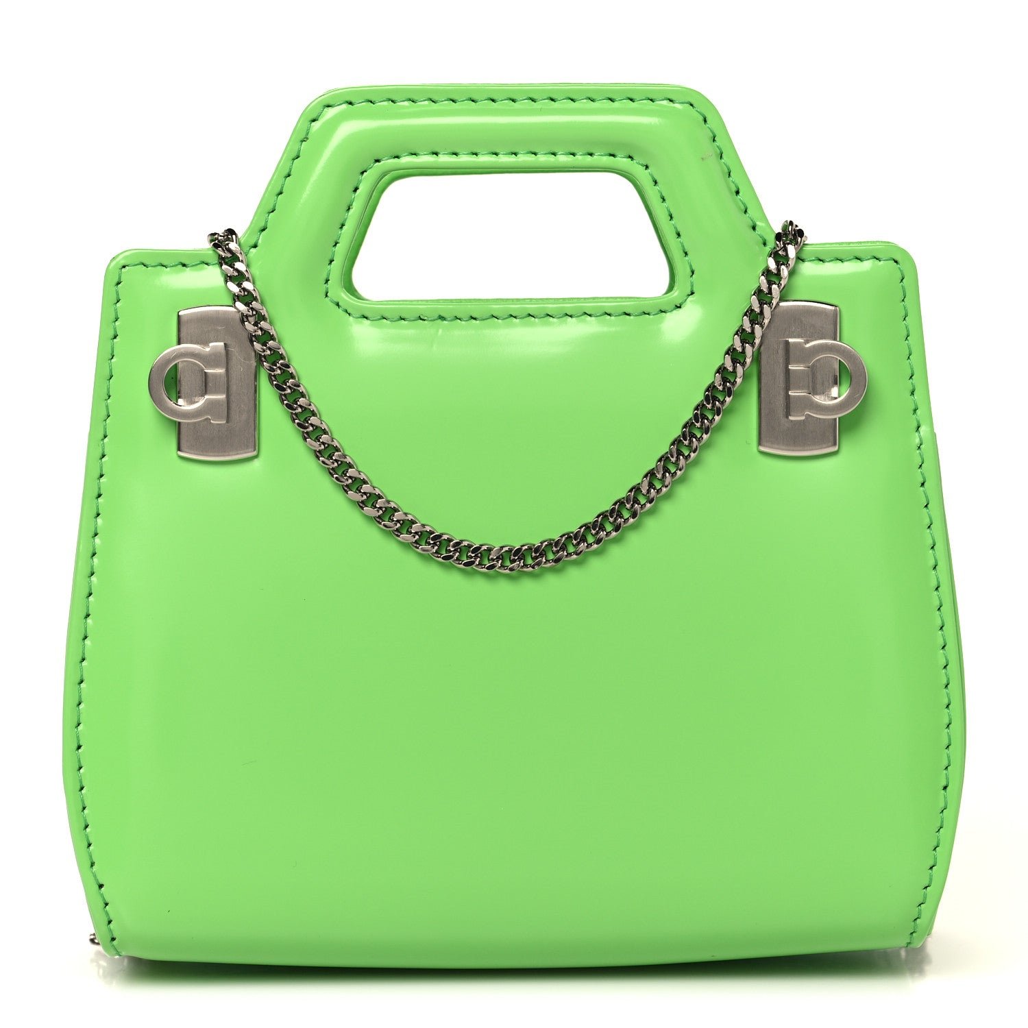 Salvatore Ferragamo Salvatore Ferragamo Brushed Calfskin Micro Wanda Top Handle Bag Green