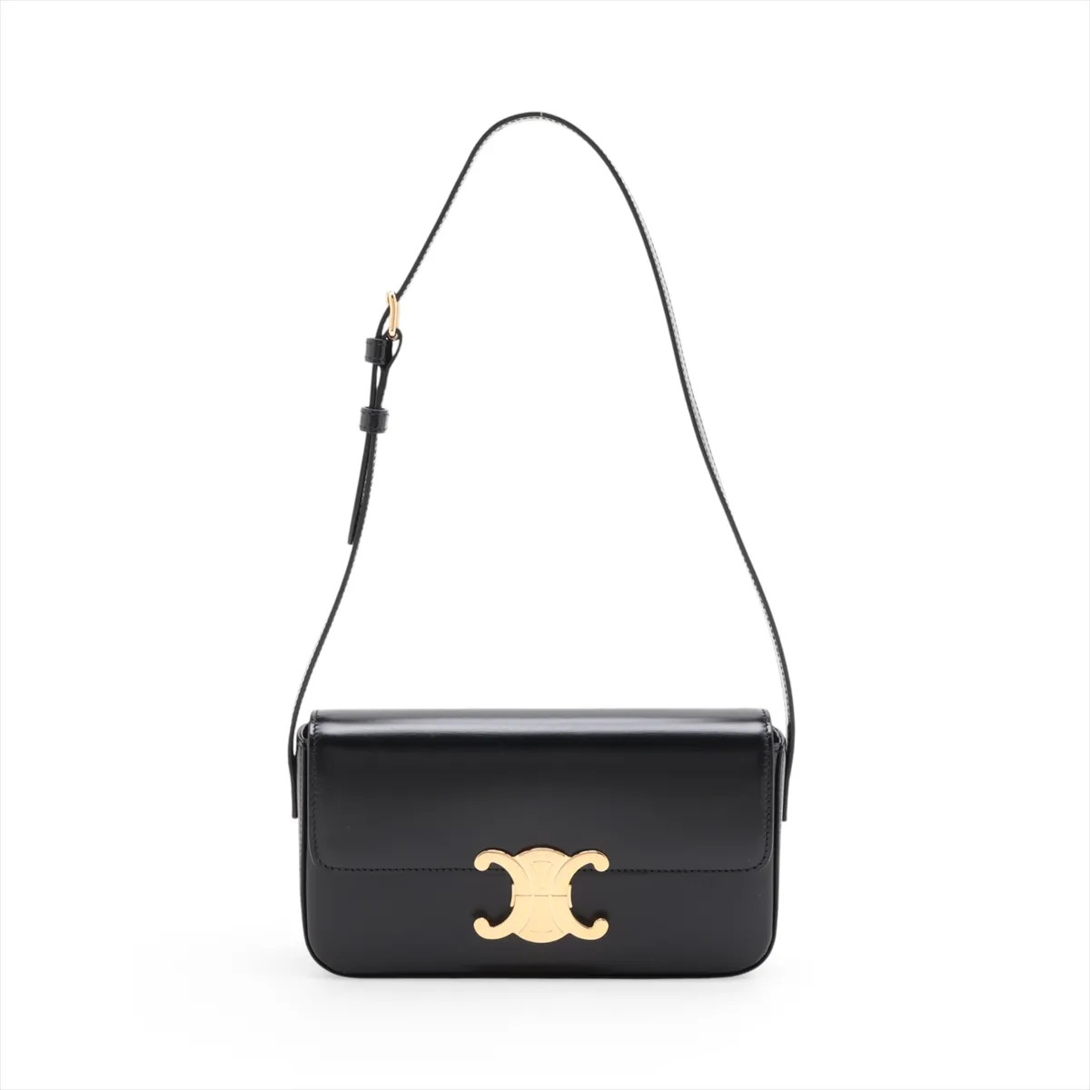 Celine Triomphe Claude Leather Shoulder bag Black