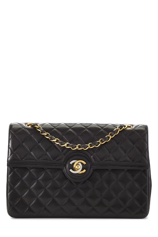 Black Quilted Lambskin Paris Limited Double Flap Medium