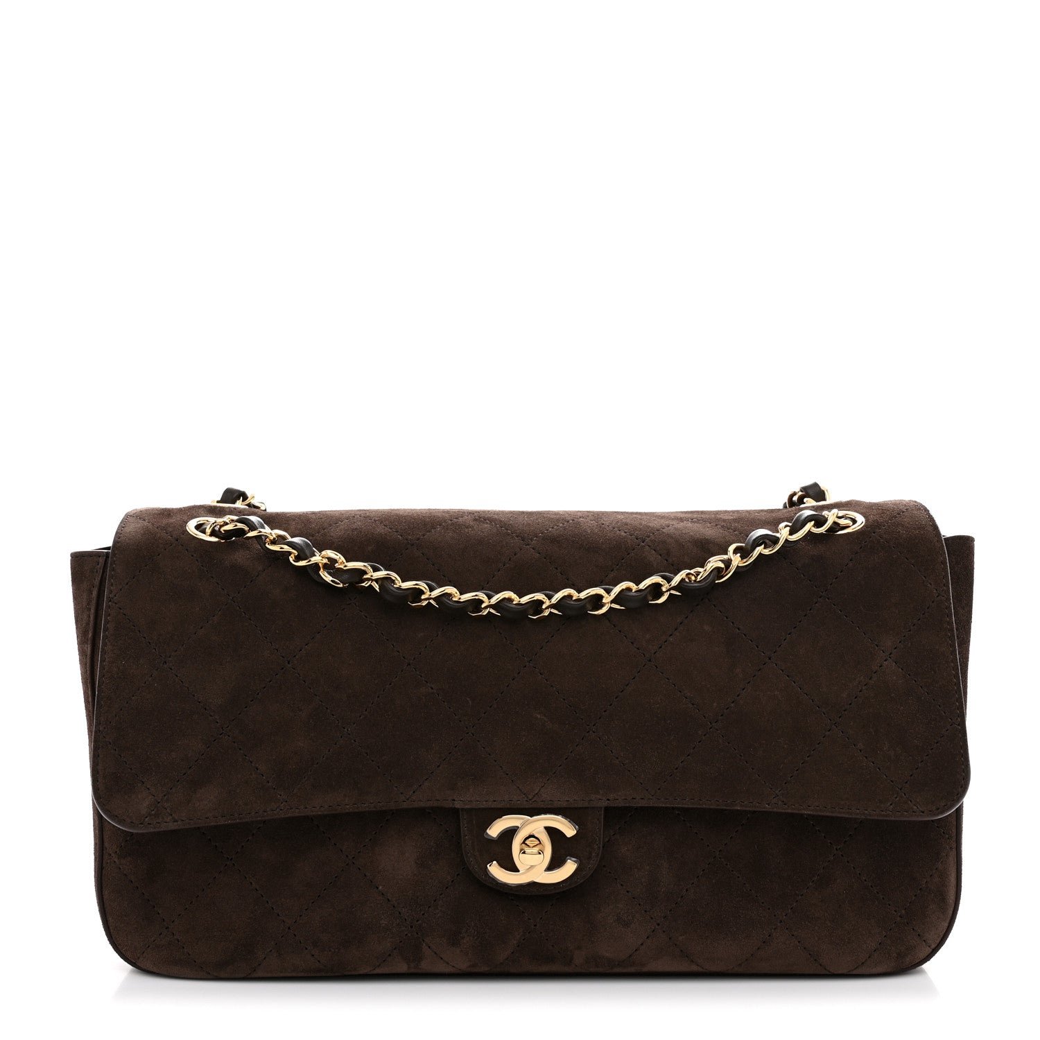 Chanel Suede Calfskin Small Souplissimo Maxi Flap Dark Brown