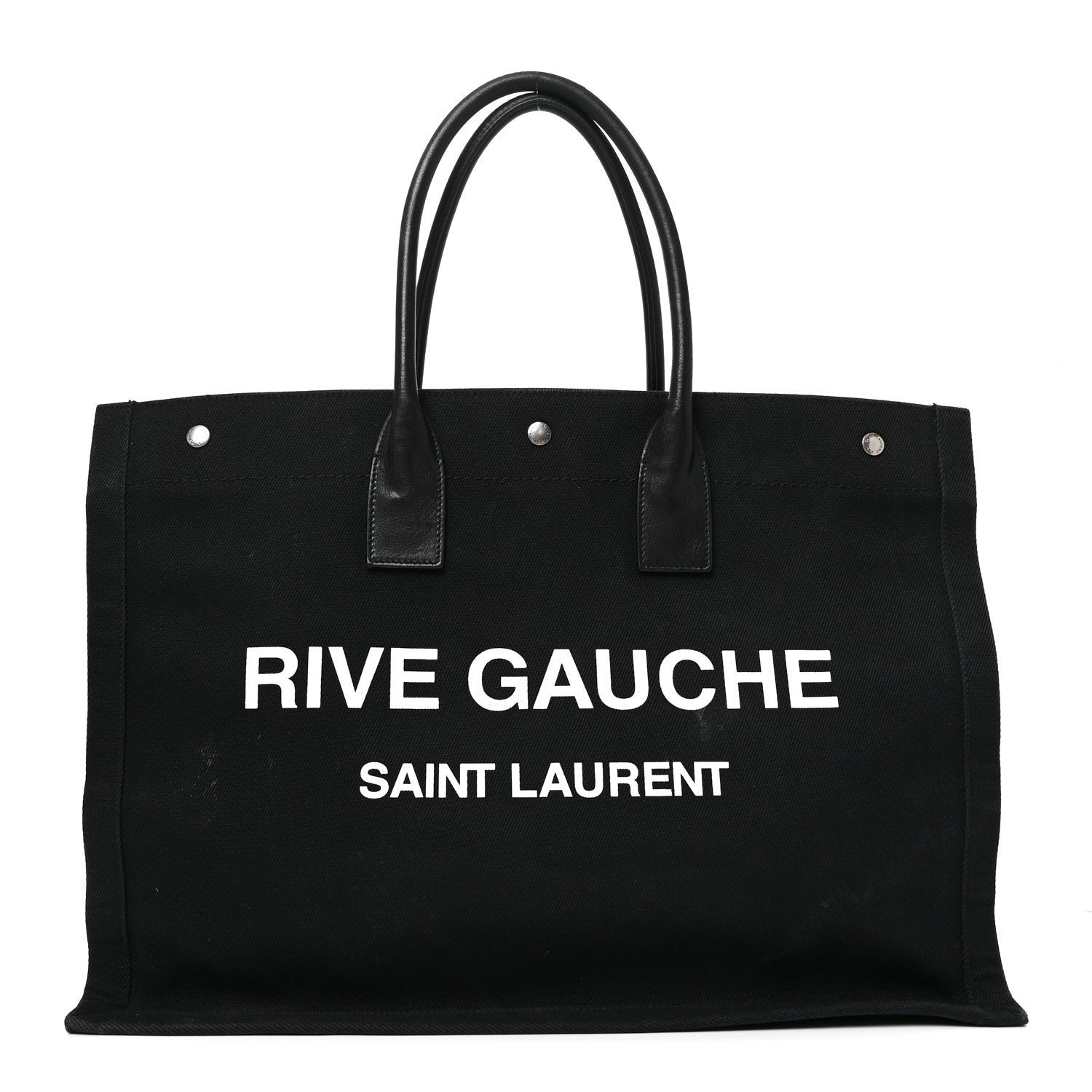 Saint Laurent Linen Calfskin Rive Gauche Tote Black