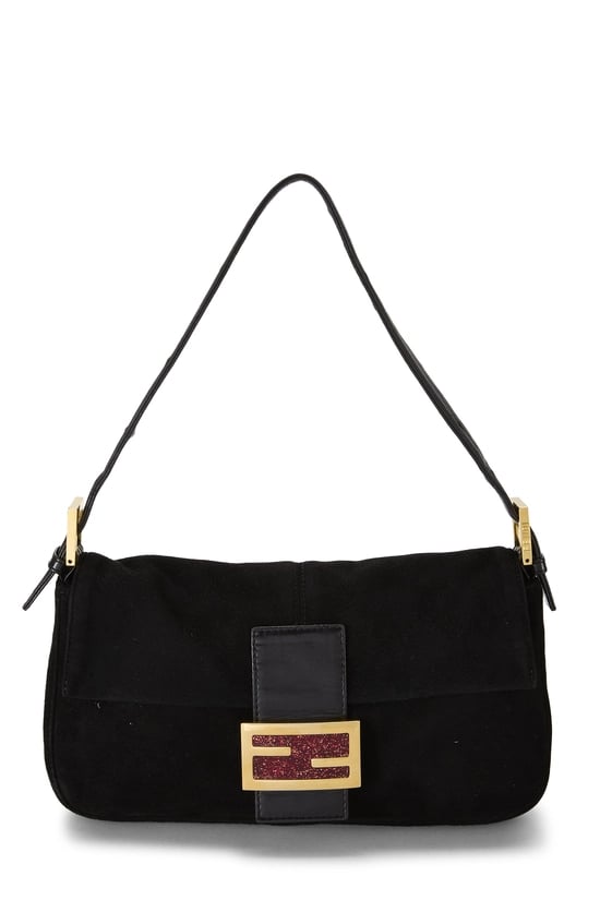 Black Suede Baguette