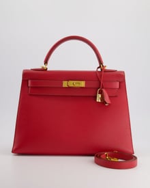 Hermes Hermès Kelly 32cm Vintage Bag in Rouge Vif in Epsom Leather with Gold Hardware