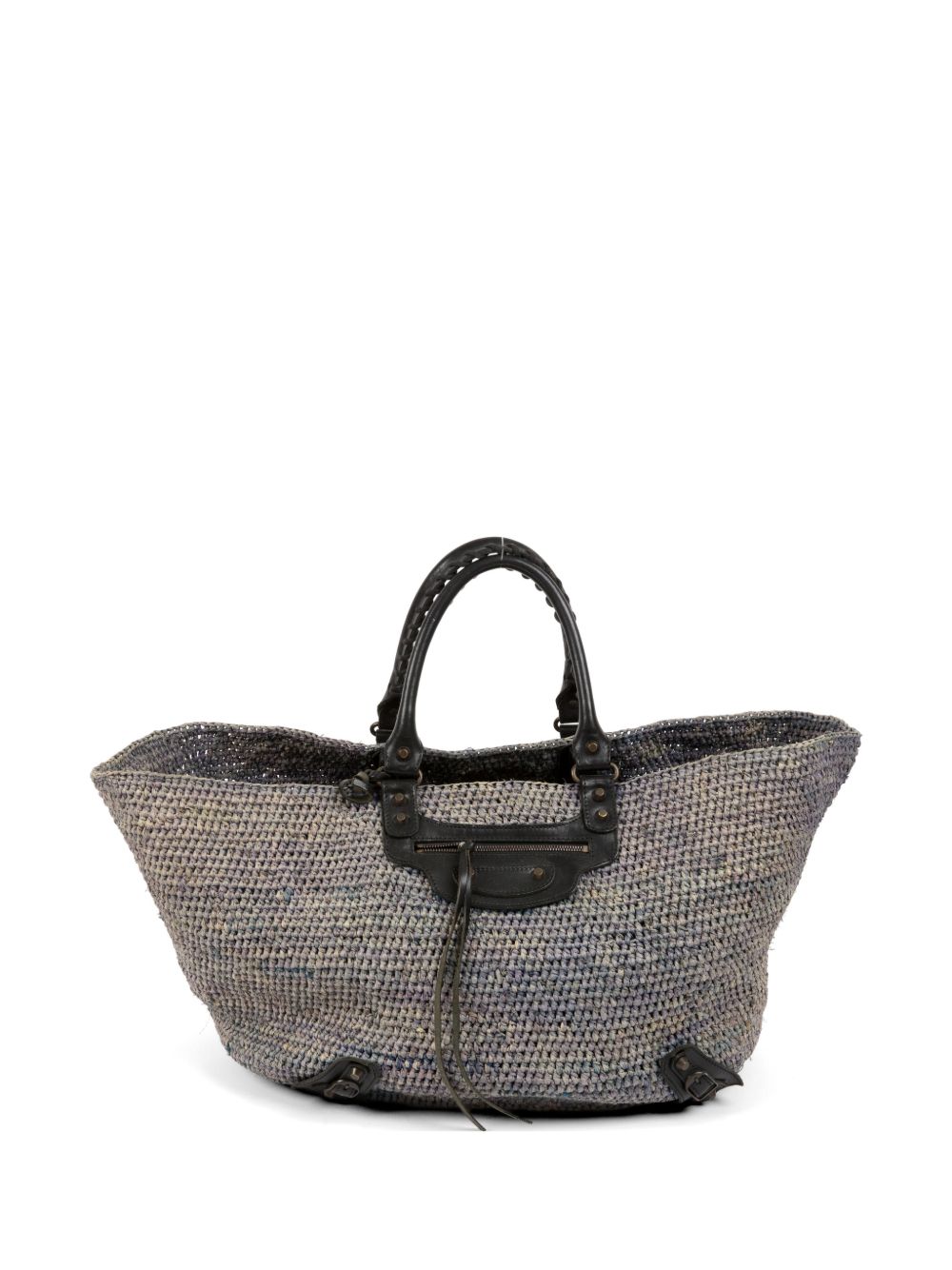 2010s raffia basket tote bag