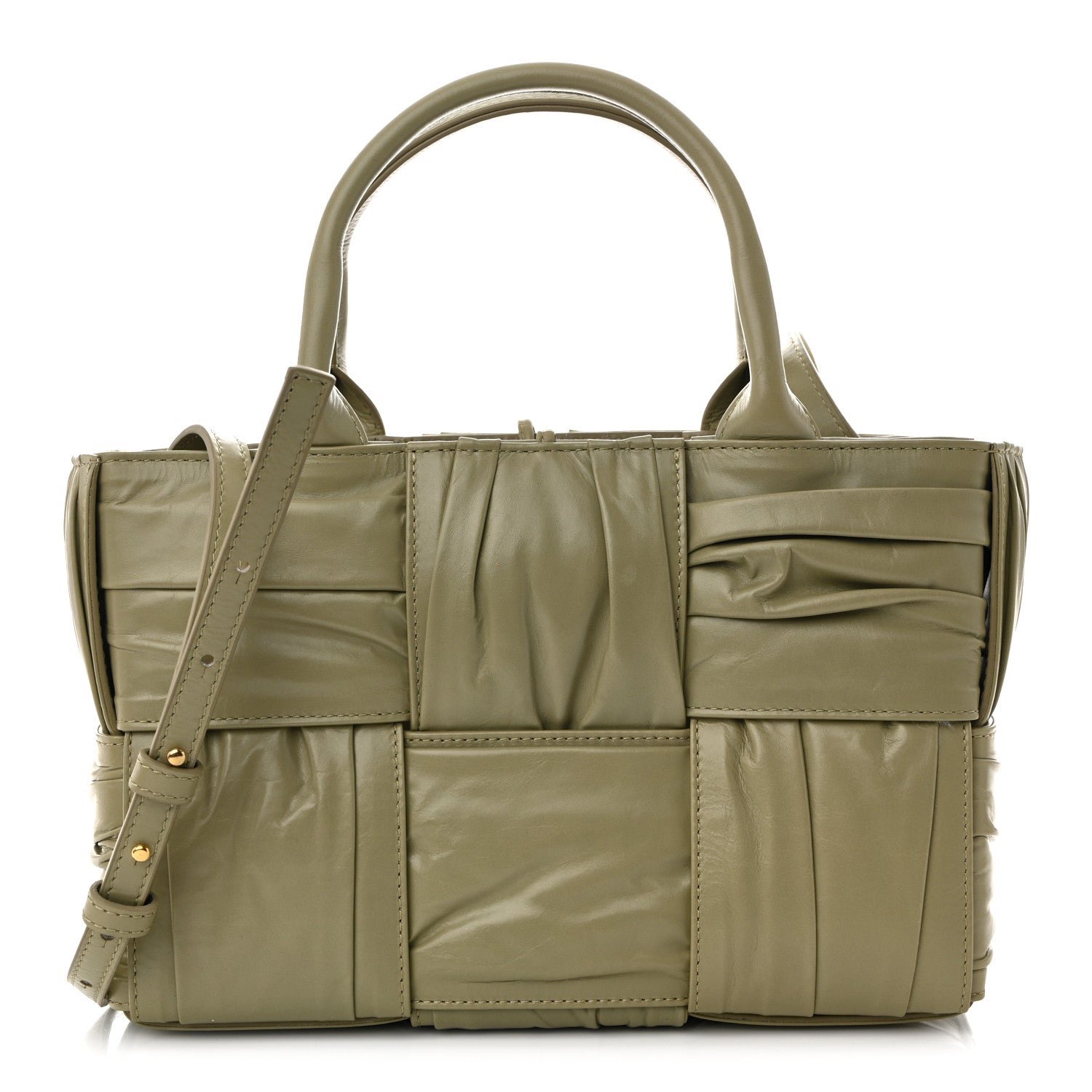 Bottega Veneta Foulard Intrecciato Pleated Arco Tote Travertine