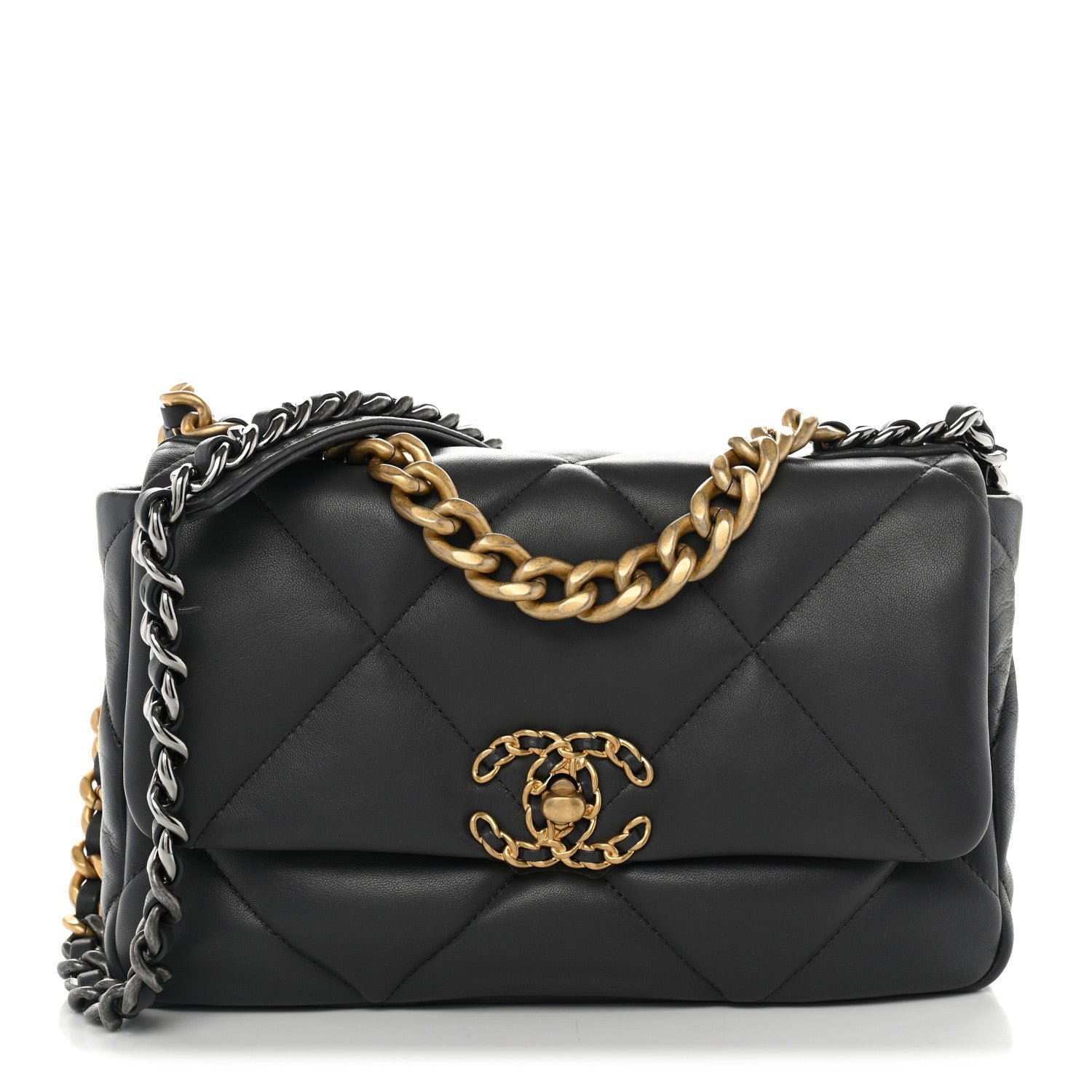 Chanel Lambskin Quilted Medium Chanel 19 Flap Dark Grey