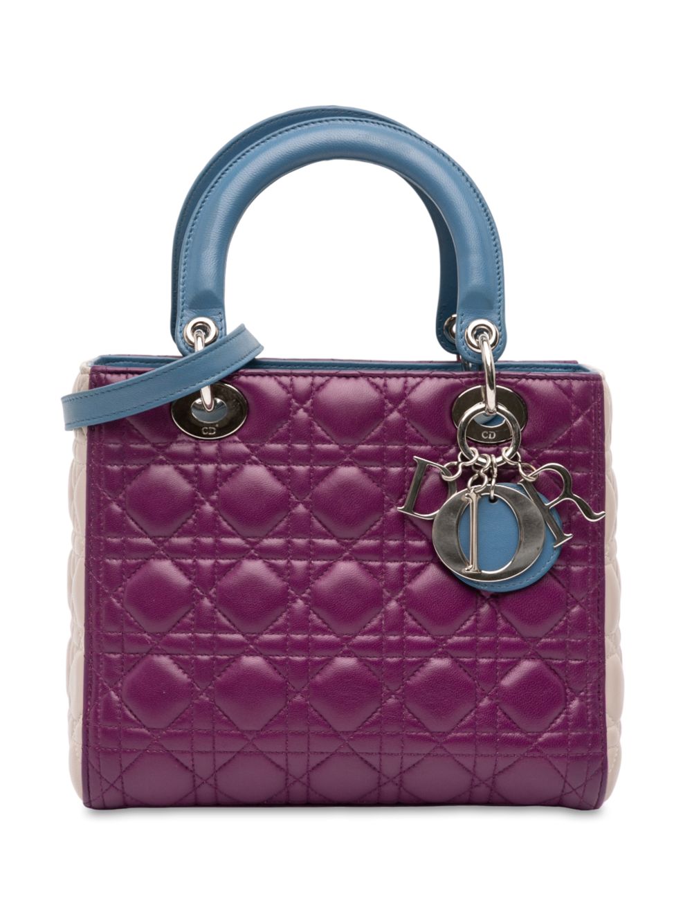 2014 Medium Tricolor Lambskin Cannage Lady Dior satchel