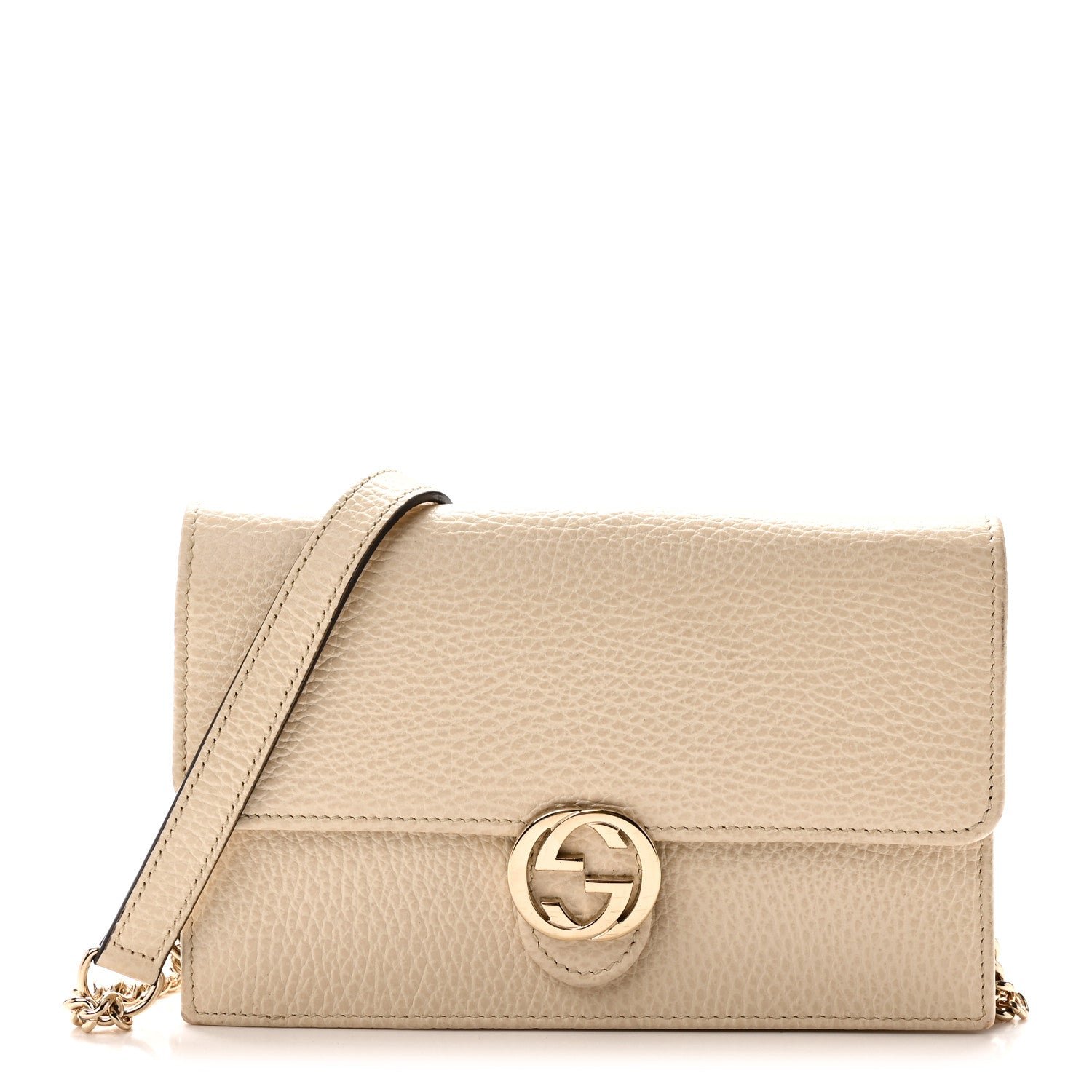 Gucci Dollar Calfskin Interlocking G Chain Wallet Ivoire
