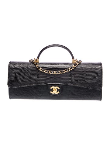 Lizard Embossed Long Top Handle Clutch w/ Tags