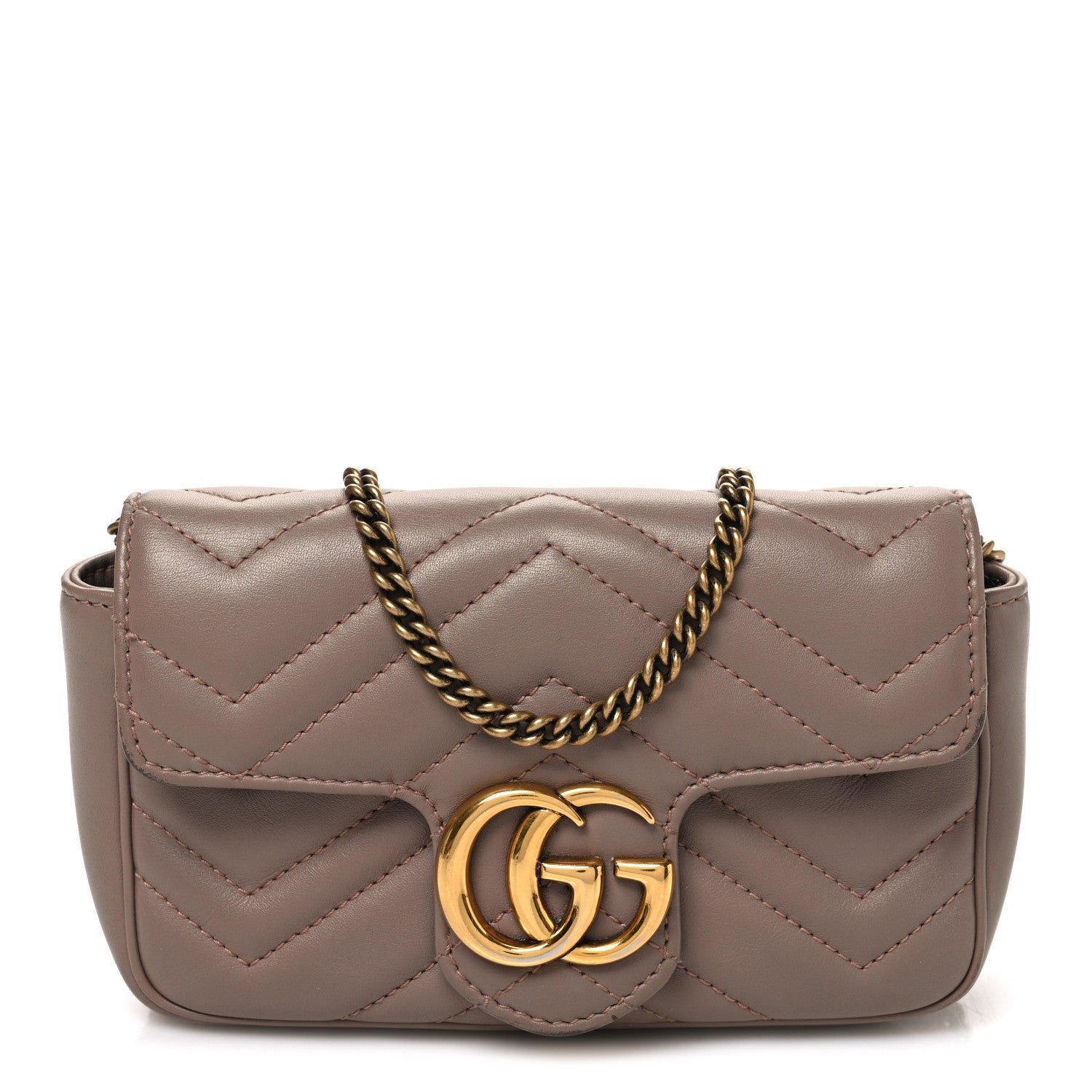 Gucci Calfskin Matelasse Super Mini GG Marmont Shoulder Bag Porcelain Rose