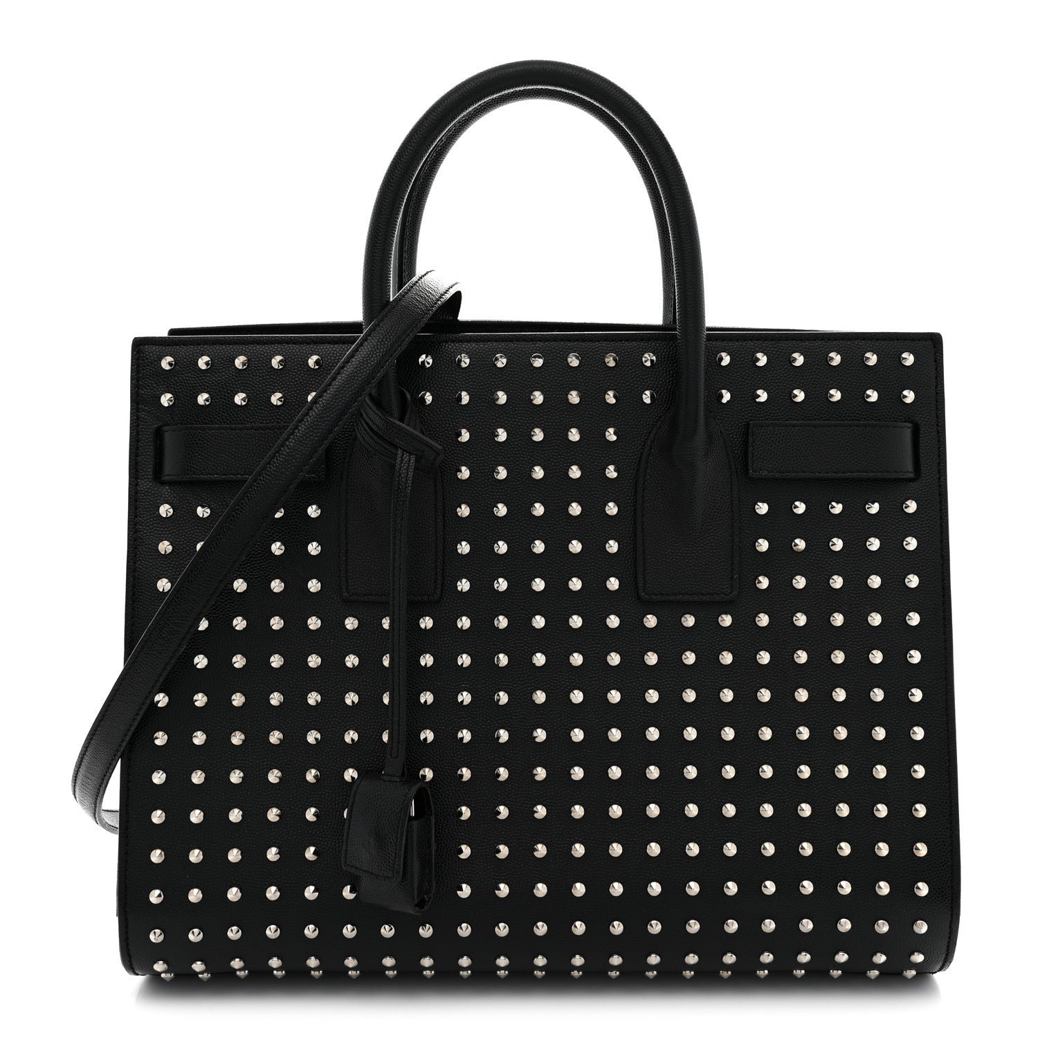 Saint Laurent Grain De Poudre Studded Small Sac De Jour Black