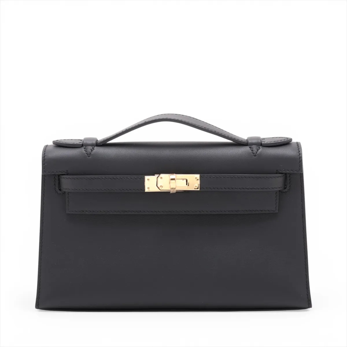 Hermès Pochette Kelly Mini Veau Swift Black Gold Metal Fittings
