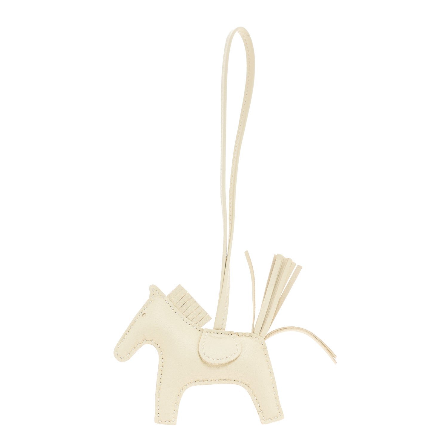 Hermes Milo Lambskin Rodeo Horse Bag Charm PM Craie